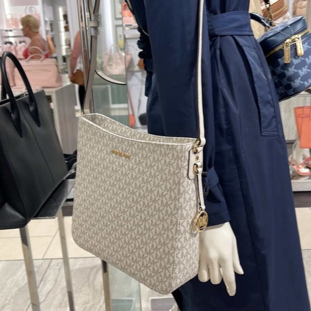 Michael Kors Jet Set Travel Large Messenger Crossbody Bag Light Cream Multi - Picture 15 of 16